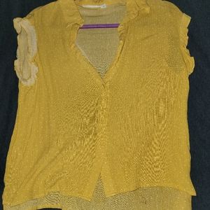 Ellison Button Up Polka-Dot Shirt - Small - Yellow